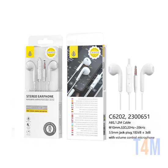 ONEPLUS EARPHONES C6202 BL WITH VOLUME CONTROL MICROPHONE 1.2M WHITE